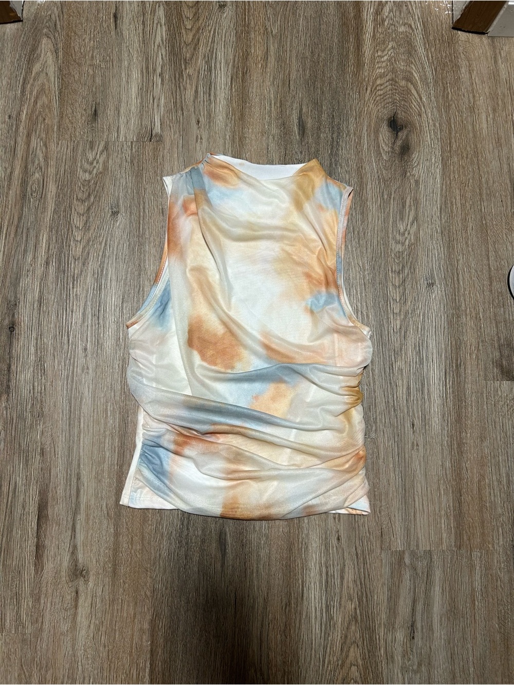 SHEIN Peach & Light Blue Tie-Dye Sleeveless Tank
